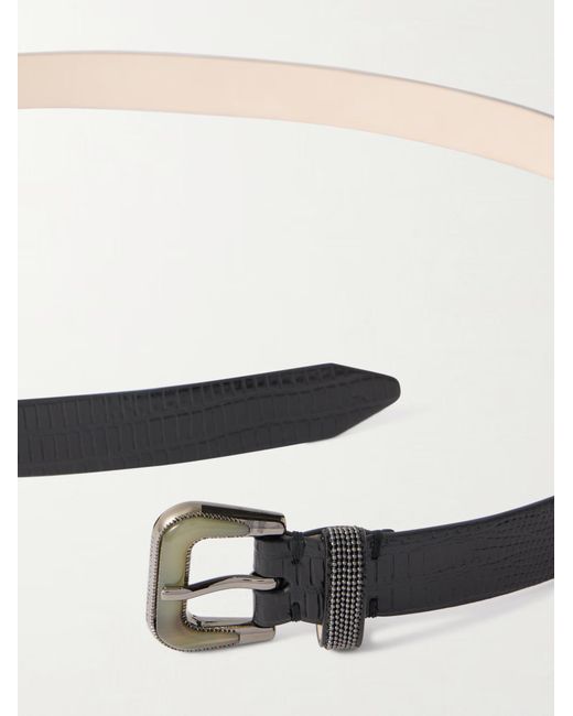 Brunello Cucinelli White Lizard-Effect Patent-Leather Belt