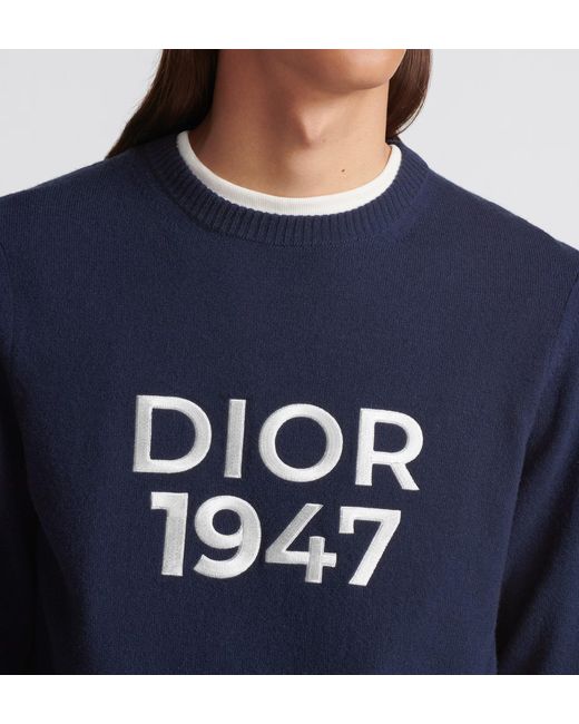 Dior Blue Round-Neck Sweater for men