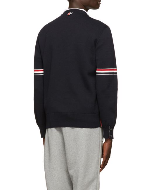 Thom Browne Black Stripe Trim Knitted Sweater for men