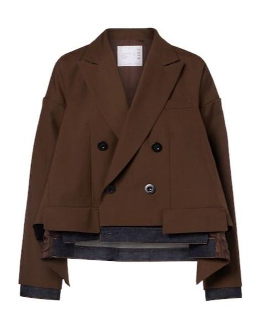 Sacai Brown Loose Short Coat