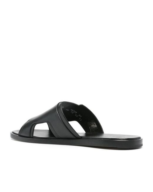 Santoni Black Buckle Sandals for men