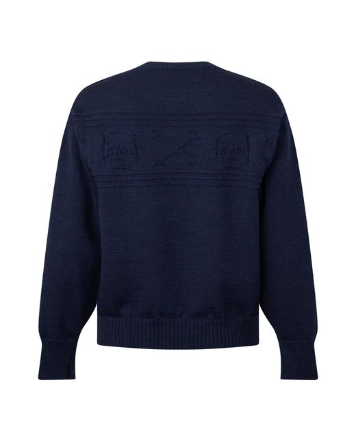 McQueen Blue Crew Neck Knit Sweater for men