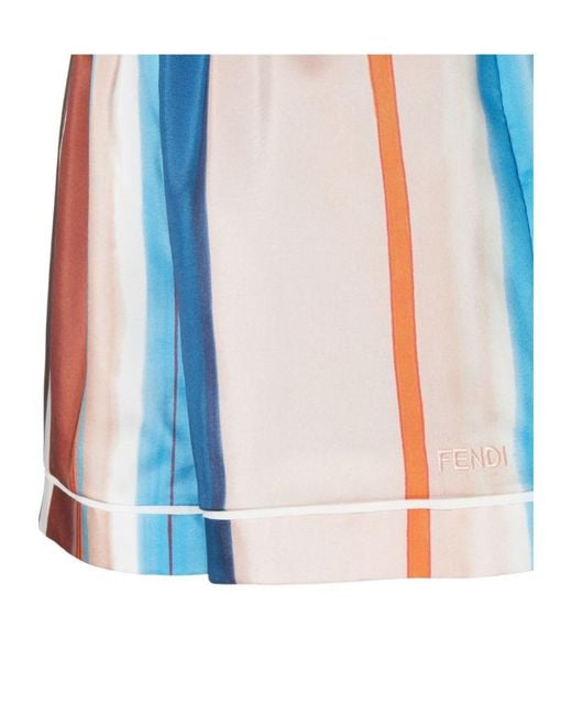 Fendi Blue Striped Elastic-Waist Shorts