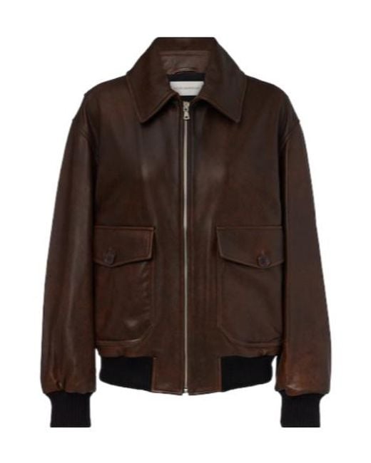 Nour Hammour Brown Anton Leather Blouson Jacket