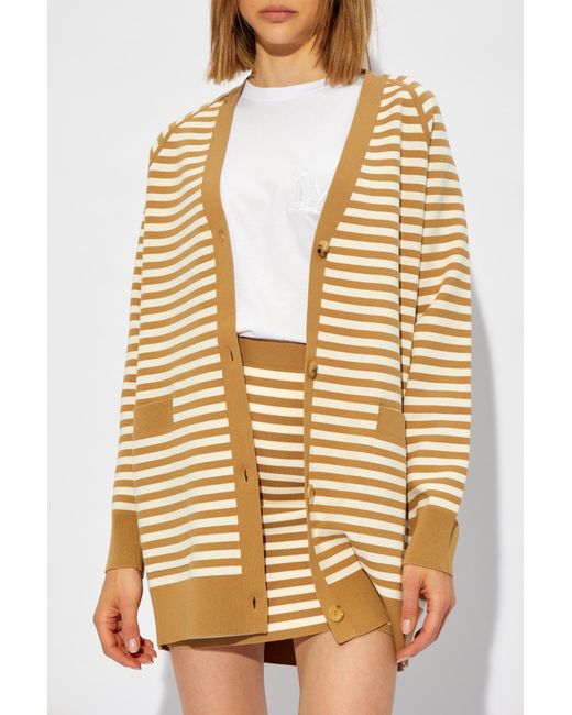 Max Mara Metallic Striped V-Necked Cardigan
