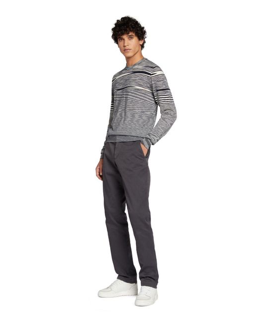Missoni Gray Striped Crewneck Long-Sleeved Jumper for men