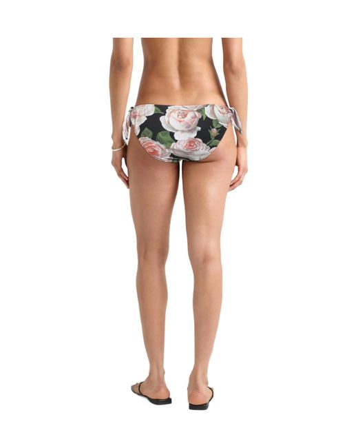 Dolce & Gabbana Black Floral Bikini Bottoms