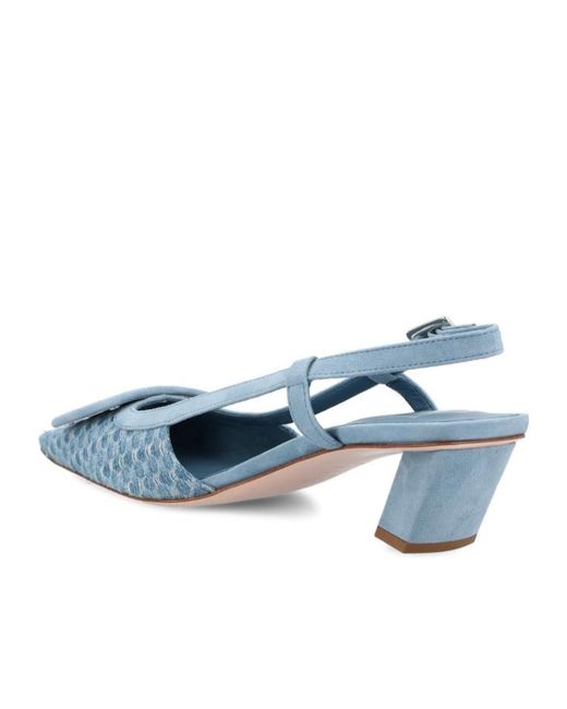 Roger Vivier Blue Square Toe Slingback Pumps