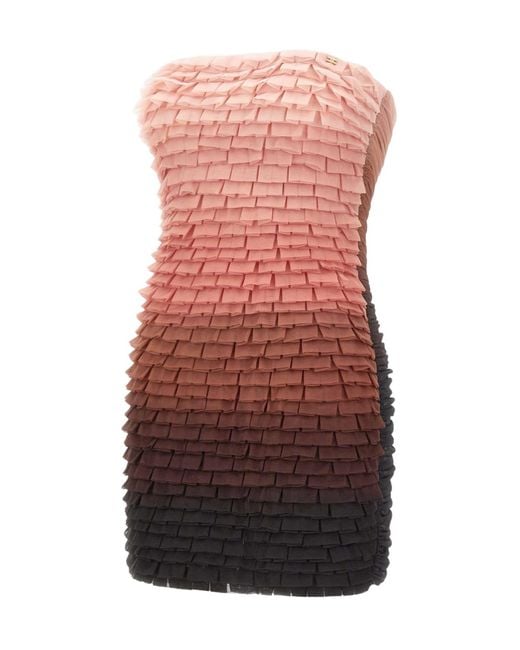 Elisabetta Franchi Red Degrade Ruffled Mini Dress