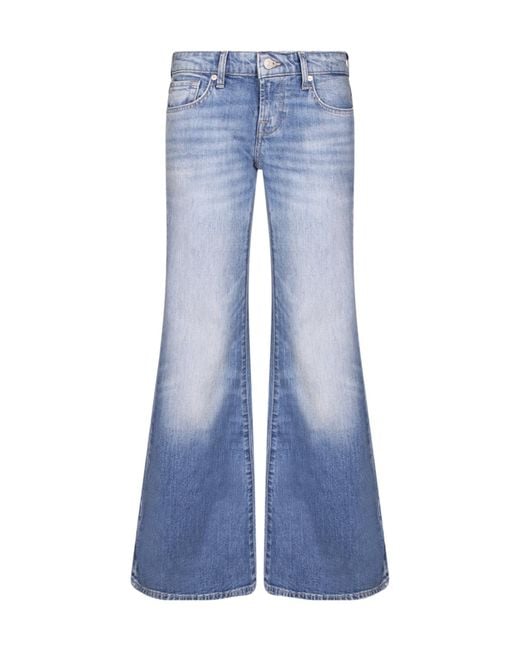 7 For All Mankind Blue Low-Rise Flared Jeans