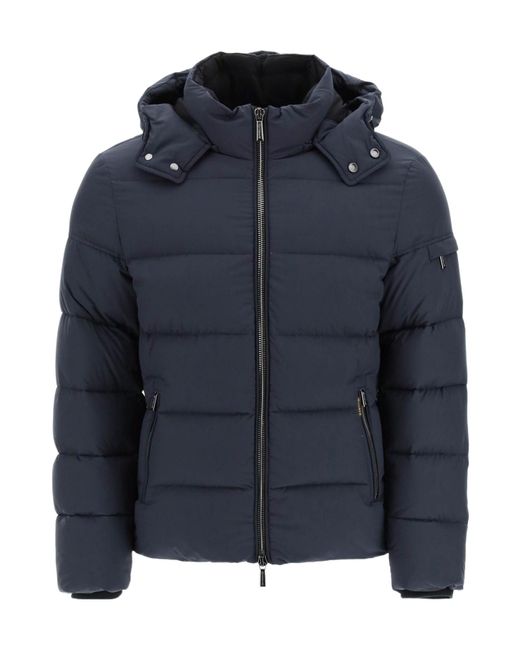 Moorer Blue Brett-Skt Hooded Zipped Down Jacket for men