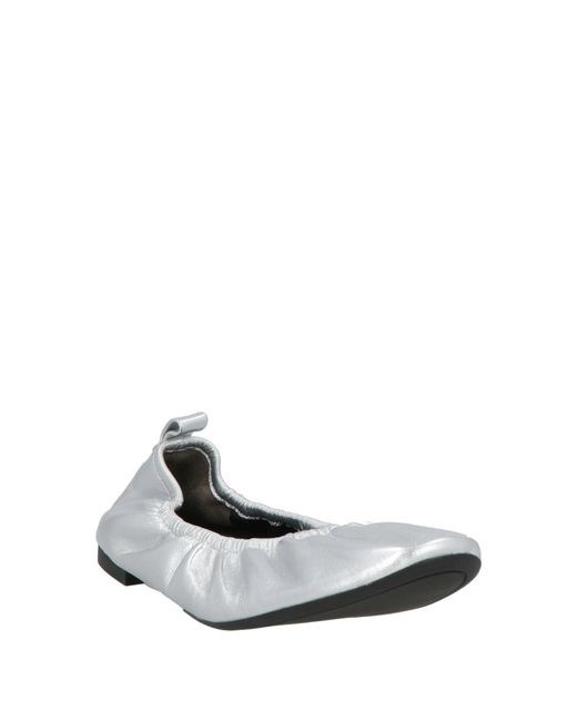 Tory Burch White Metallic Leather Ballet Flats