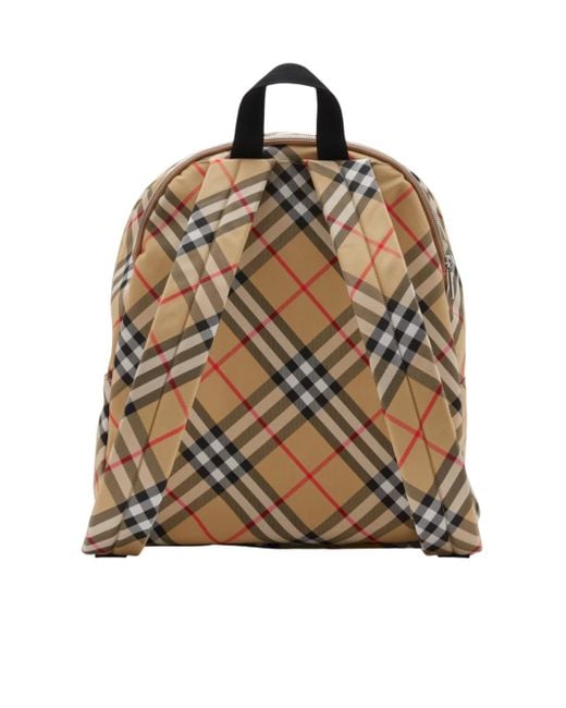Burberry Multicolor Checked Logo Detailed Backpack for men