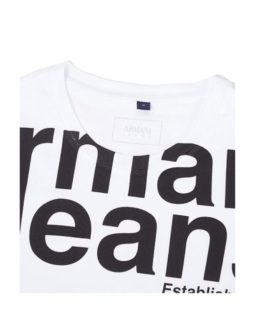 Armani Jeans White Hit The Letter Round-Neck T-Shirt for men