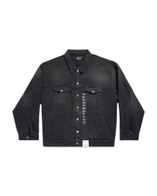 Balenciaga Blue Collared Button-Up Denim Jacket for men
