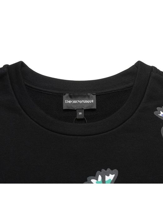 Emporio Armani Black Round Collar Long Sleeve Sweater
