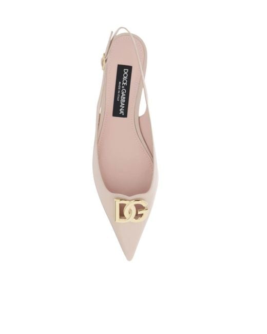 Dolce & Gabbana Natural Dg Plaque Slingbacks