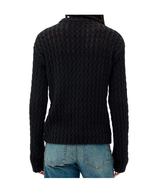 Ann Demeulemeester Black Areld Chunky-Knit Cotton Sweater for men