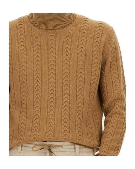 Boss Brown Boss Cable-Knit Roll Neck Jumper for men