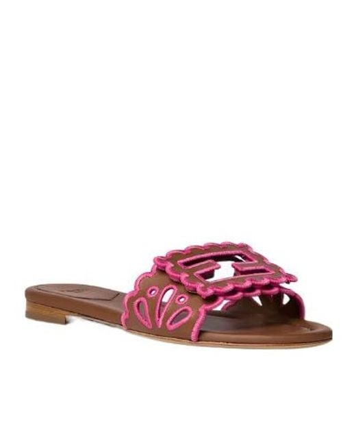Fendi Pink Logo-Appliqué Flat Sandals