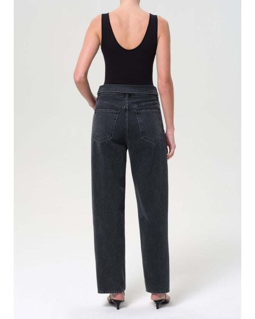 Agolde Blue Echo High-Rise Tapered-Leg Jeans