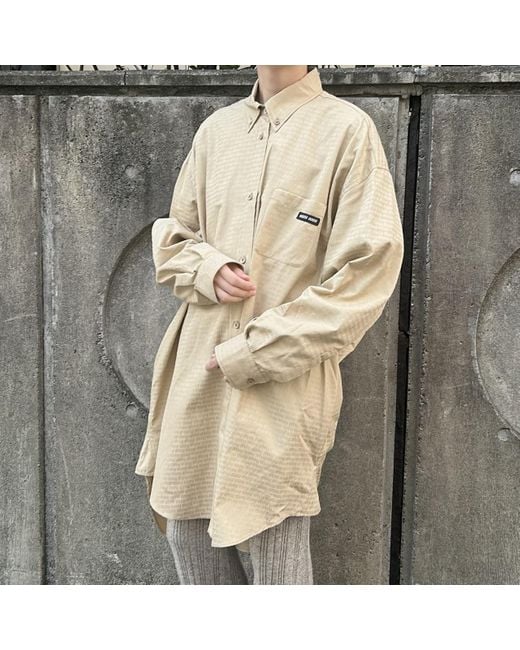 Miu Miu Natural Long-Sleeved Shirt Dress