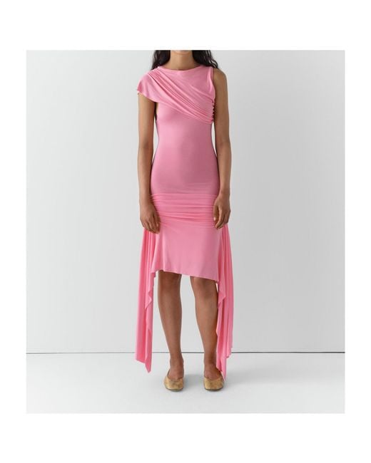 GIMAGUAS Pink Annika Draped Midi Dress