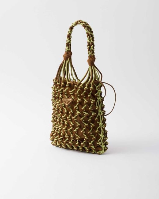 Prada Brown Small Noué Two-Tone Mesh Tote Bag