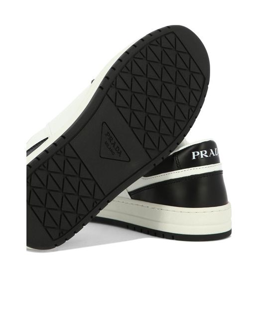 Prada White Downtown Brand-Plaque Leather Low-Top Trainers