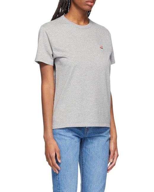 Maison Kitsuné Gray Fox Embroidery T-Shirt