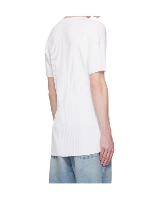 MM6 by Maison Margiela White V-Neck Knitted Top for men