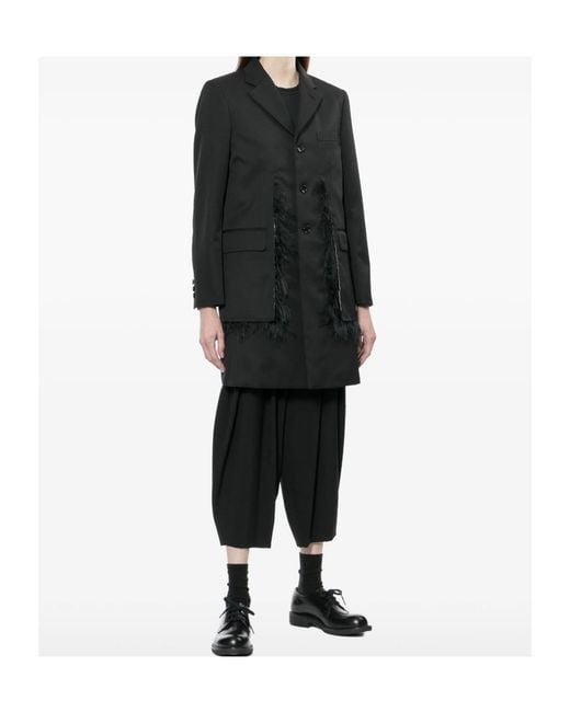 Comme des Garçons Black Feather-Trim Coat