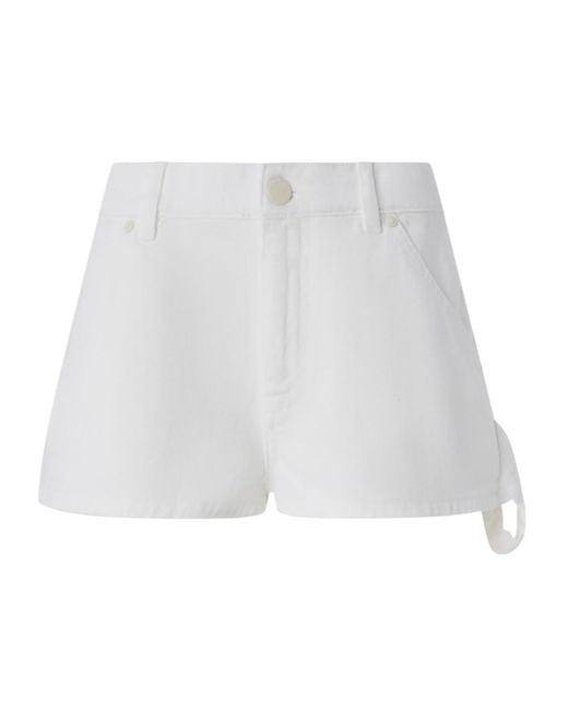 Pinko White Logo Patch Denim Shorts