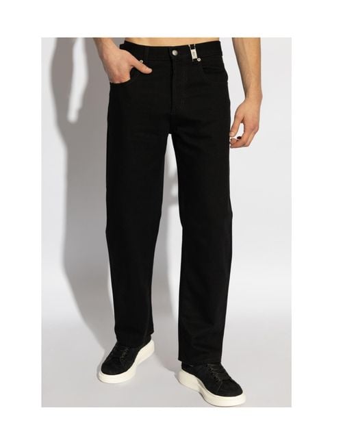 McQueen Black Skull Detailed Straight-Leg Jeans for men