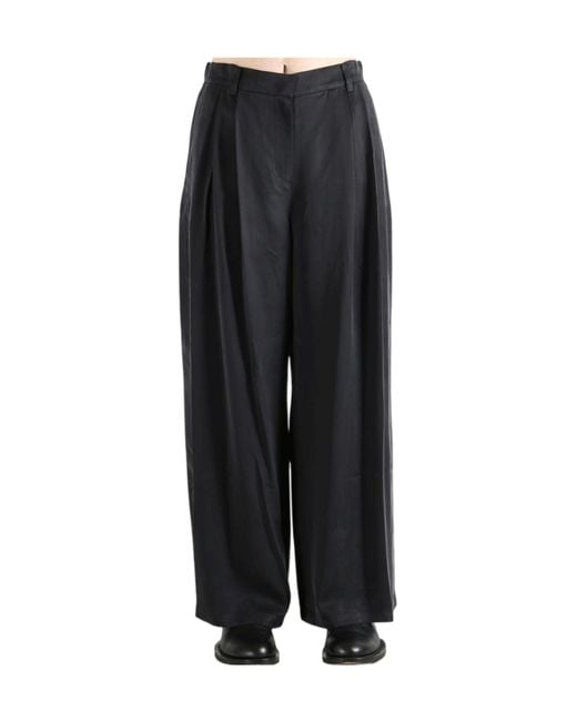 Amomento Black Cupro Two Tuck Wide Pants
