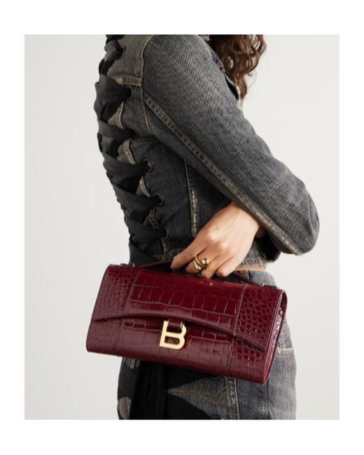 Balenciaga Red Hourglass Pochette With Chain