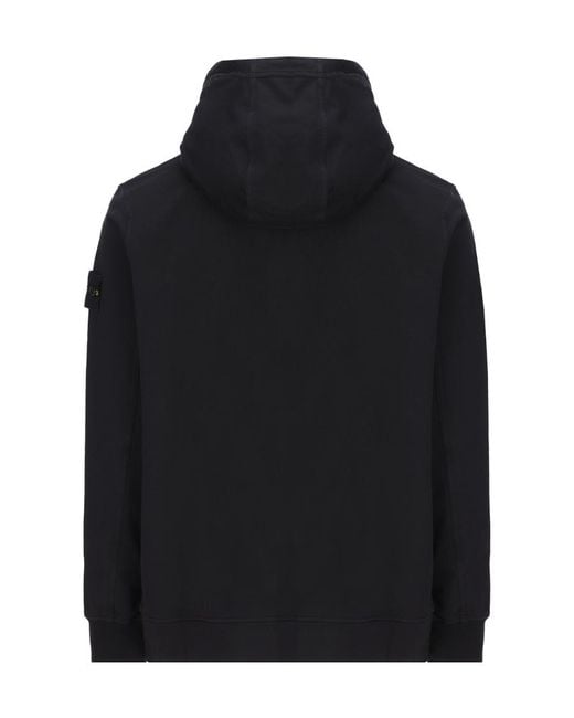 Stone Island Black Compass-Patch Hoodie for men