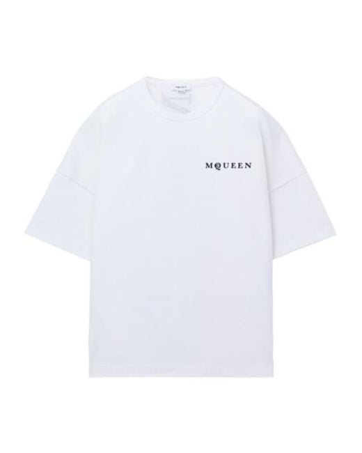 McQueen White Logo Printed Oversized T-Shirt for men