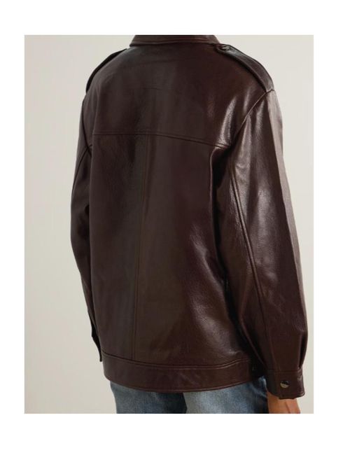 Nour Hammour Brown Long-Sleeved Leather Jacket