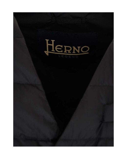 Herno Blue Padded Button-Up Gilet for men