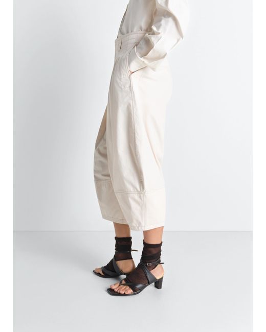 Lemaire White Pleated Balloon Shorts