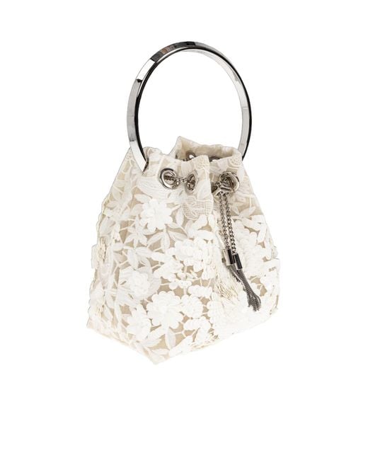 Jimmy Choo White Bon Bon Lace Bucket Bag