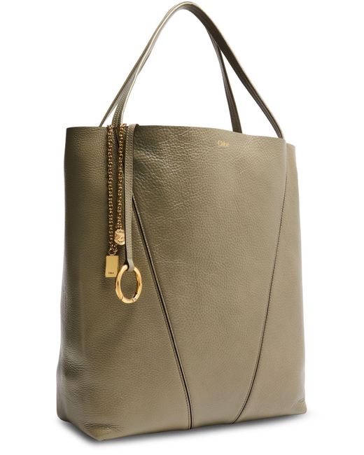 Chloé Green Spin Grain Leather Tote Bag