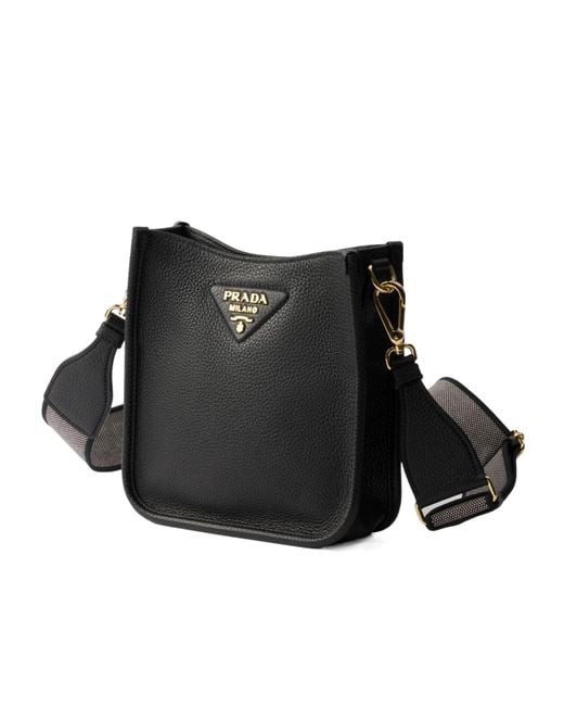 Prada Black Logo Plaque Crossbody Bag