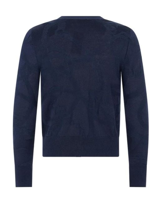 Ralph Lauren Blue Lauren Jacquard V-Neck Knitted Cardigan