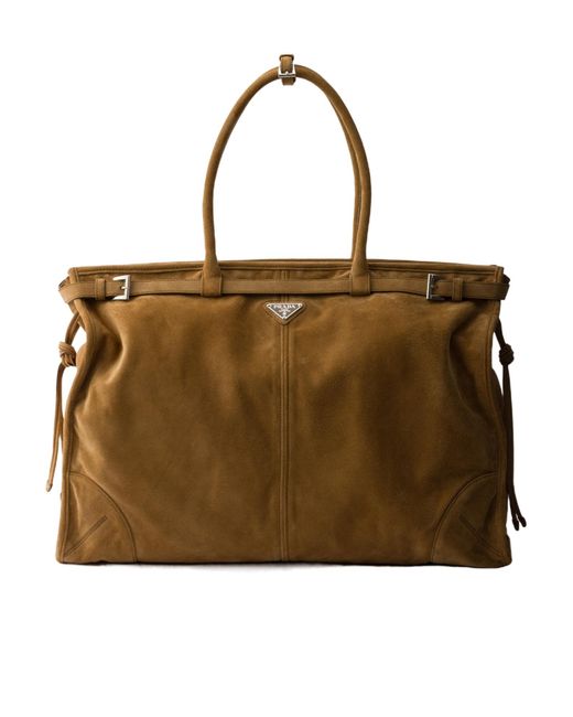 Prada Brown Bonnie Suede Tote Bag for men