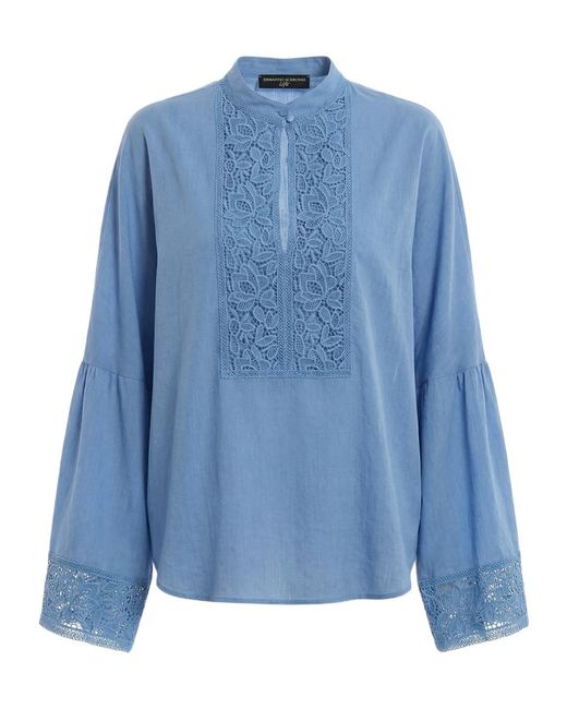 Ermanno Scervino Blue Long-Sleeved Cover-Up