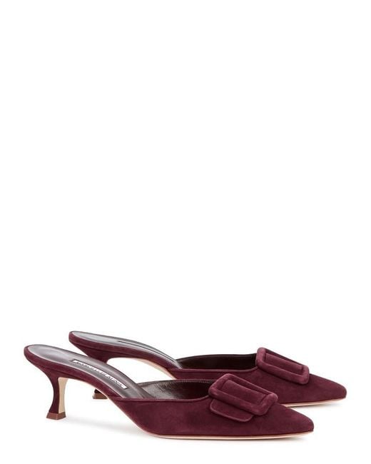 Manolo Blahnik Purple Maysale 50 Suede Mules