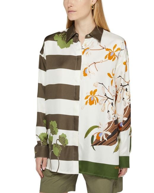 Loewe Gray Printed Silk Long-Sleeved Shirt