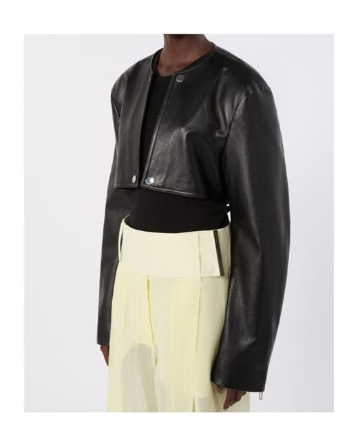 Sportmax Black Leather Two-Piece Trench Coat